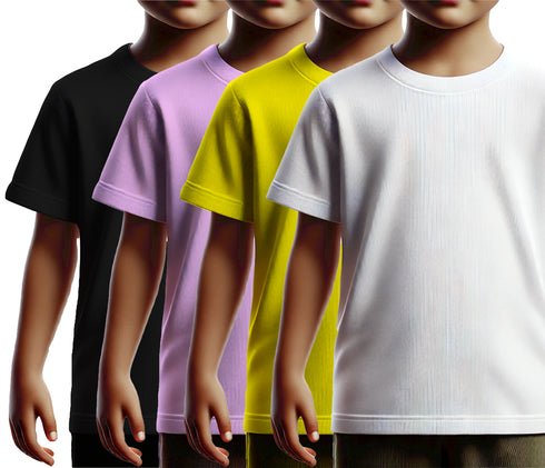 Aaramkhor Combo Gift Pack of 4 Kids Black Navy Blue Pista Green White Tshirts for Kids