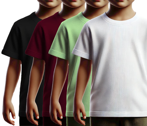 Aaramkhor Combo Gift Pack of 4 Kids Black Navy Blue Pista Green White Tshirts for Kids