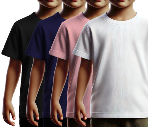Aaramkhor Combo Gift Pack of 4 Kids Black Navy Blue Pista Green White Tshirts for Kids