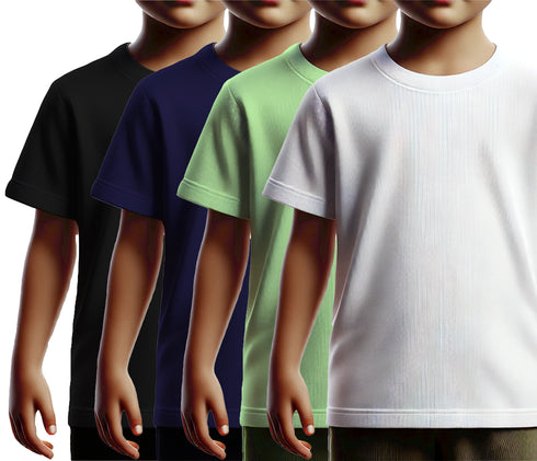 Aaramkhor Combo Gift Pack of 4 Kids Black Navy Blue Pista Green White Tshirts for Kids