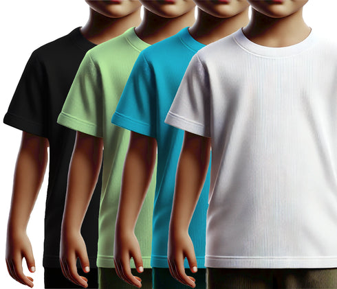 Aaramkhor Combo Gift Pack of 4 Kids Black Navy Blue Pista Green White Tshirts for Kids