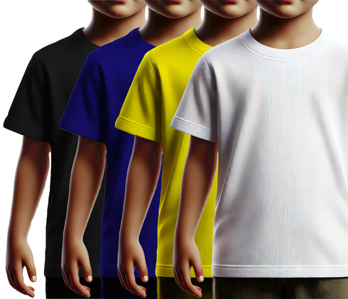 Aaramkhor Combo Gift Pack of 4 Kids Black Navy Blue Pista Green White Tshirts for Kids