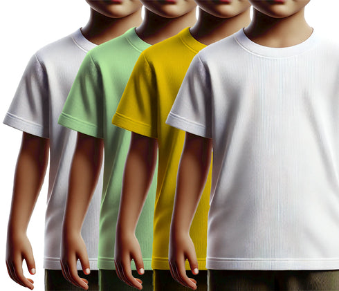 Aaramkhor Combo Gift Pack of 4 Kids Black Navy Blue Pista Green White Tshirts for Kids