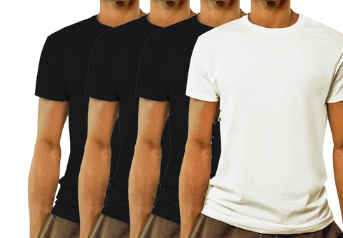 Aaramkhor Combo Gift Pack of 4 Model Men Black Navy Blue GreyMelange White Tshirts for Men