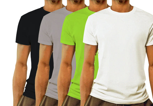 Aaramkhor Combo Gift Pack of 4 Model Men Black Navy Blue GreyMelange White Tshirts for Men