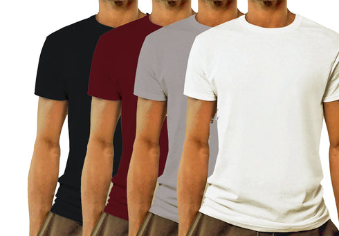 Aaramkhor Combo Gift Pack of 4 Model Men Black Navy Blue GreyMelange White Tshirts for Men