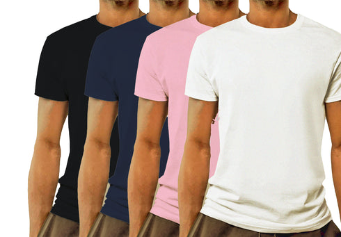 Aaramkhor Combo Gift Pack of 4 Model Men Black Navy Blue GreyMelange White Tshirts for Men