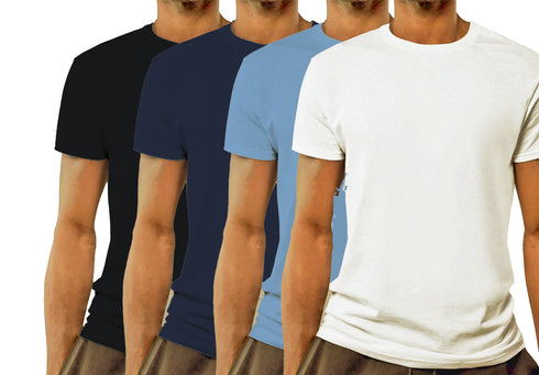 Aaramkhor Combo Gift Pack of 4 Model Men Black Navy Blue GreyMelange White Tshirts for Men