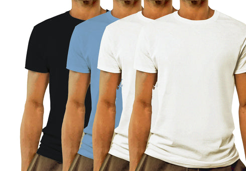 Aaramkhor Combo Gift Pack of 4 Model Men Black Navy Blue GreyMelange White Tshirts for Men