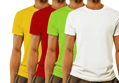 Aaramkhor Combo Gift Pack of 4 Model Men Black Navy Blue GreyMelange White Tshirts for Men