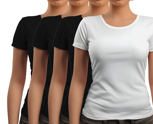 Aaramkhor Combo Gift Pack of 4 New women black navyblue babypink white Tshirts for Women