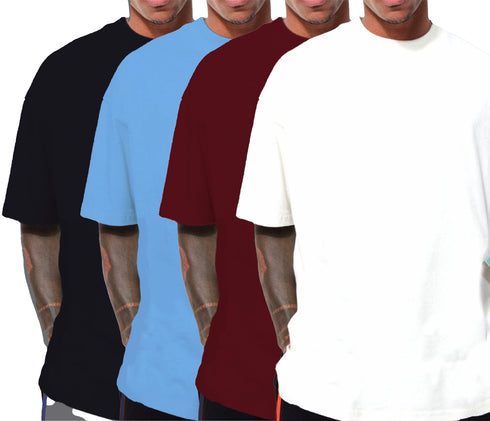 Aaramkhor Combo Gift Pack of 4 Oversized Black Navy Blue Grey White Tshirts for Men