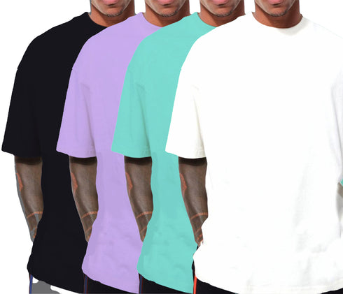 Aaramkhor Combo Gift Pack of 4 Oversized Black Navy Blue Grey White Tshirts for Men