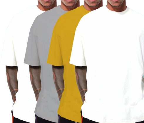Aaramkhor Combo Gift Pack of 4 Oversized Black Navy Blue Grey White Tshirts for Men