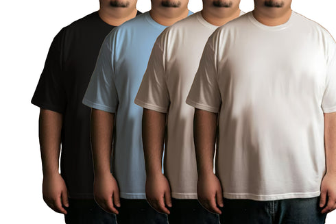 Aaramkhor Combo Gift Pack of 4 Plussize Black Navy Blue Grey White Tshirts for Men