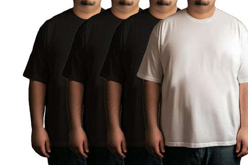 Aaramkhor Combo Gift Pack of 4 Plussize Black Navy Blue Grey White Tshirts for Men