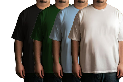 Aaramkhor Combo Gift Pack of 4 Plussize Black Navy Blue Grey White Tshirts for Men