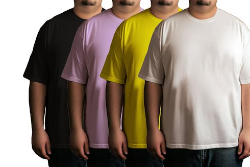 Aaramkhor Combo Gift Pack of 4 Plussize Black Navy Blue Grey White Tshirts for Men