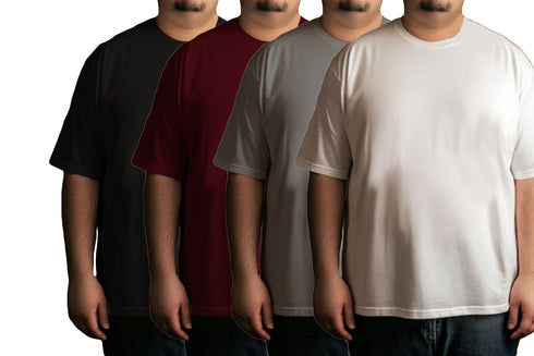 Aaramkhor Combo Gift Pack of 4 Plussize Black Navy Blue Grey White Tshirts for Men