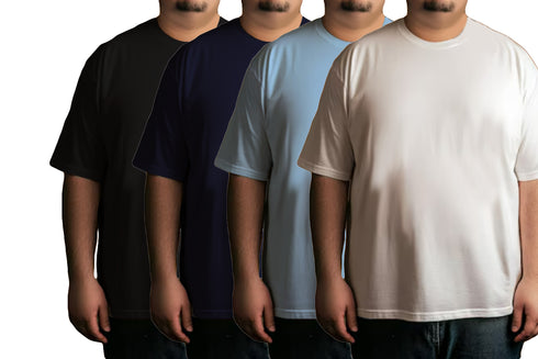 Aaramkhor Combo Gift Pack of 4 Plussize Black Navy Blue Grey White Tshirts for Men
