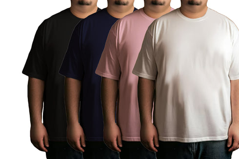 Aaramkhor Combo Gift Pack of 4 Plussize Black Navy Blue Grey White Tshirts for Men