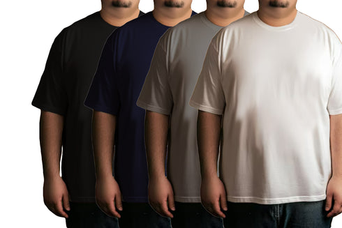 Aaramkhor Combo Gift Pack of 4 Plussize Black Navy Blue Grey White Tshirts for Men