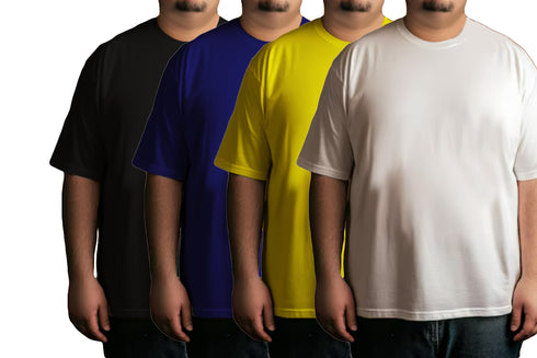 Aaramkhor Combo Gift Pack of 4 Plussize Black Navy Blue Grey White Tshirts for Men