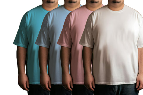 Aaramkhor Combo Gift Pack of 4 Plussize Black Navy Blue Grey White Tshirts for Men