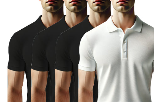 Aaramkhor Combo Gift Pack of 4 Polo Black Navy Blue Grey White Tshirts for Men