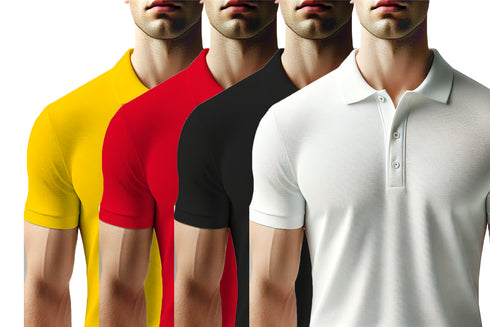 Aaramkhor Combo Gift Pack of 4 Polo Black Navy Blue Grey White Tshirts for Men