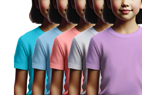 Aaramkhor Combo Gift Pack of 5 Girls_Tshirt Black Navy Blue Lavender White Lavender Tshirts for Kids