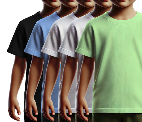Aaramkhor Combo Gift Pack of 5 Kids Black Navy Blue Baby Blue White Pista Green Tshirts for Kids