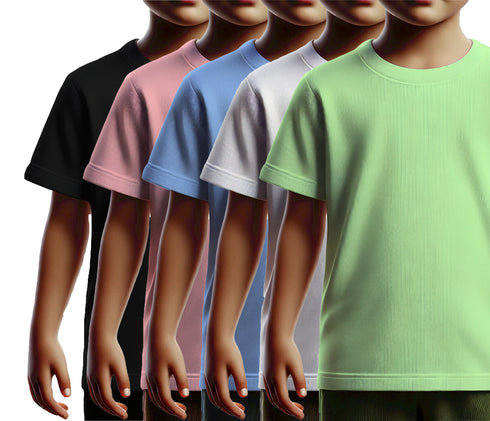 Aaramkhor Combo Gift Pack of 5 Kids Black Navy Blue Baby Blue White Pista Green Tshirts for Kids