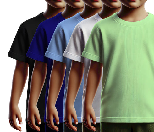 Aaramkhor Combo Gift Pack of 5 Kids Black Navy Blue Baby Blue White Pista Green Tshirts for Kids