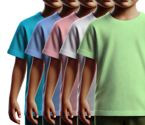 Aaramkhor Combo Gift Pack of 5 Kids Black Navy Blue Baby Blue White Pista Green Tshirts for Kids