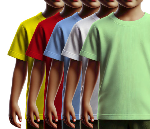 Aaramkhor Combo Gift Pack of 5 Kids Black Navy Blue Baby Blue White Pista Green Tshirts for Kids