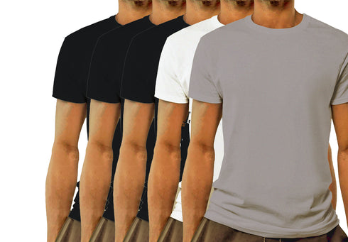 Aaramkhor Combo Gift Pack of 5 Model Men Black Navy Blue GreyMelange White GreyMelange Tshirts for Men