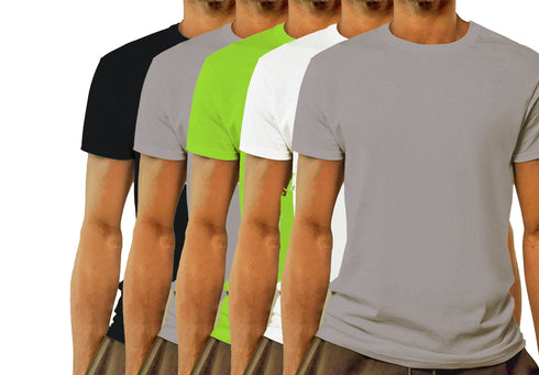 Aaramkhor Combo Gift Pack of 5 Model Men Black Navy Blue GreyMelange White GreyMelange Tshirts for Men