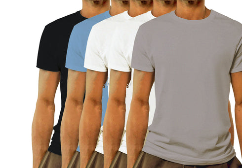 Aaramkhor Combo Gift Pack of 5 Model Men Black Navy Blue GreyMelange White GreyMelange Tshirts for Men