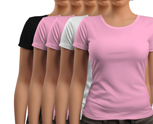 Aaramkhor Combo Gift Pack of 5 New women black navyblue babypink white babypink Tshirts for Women