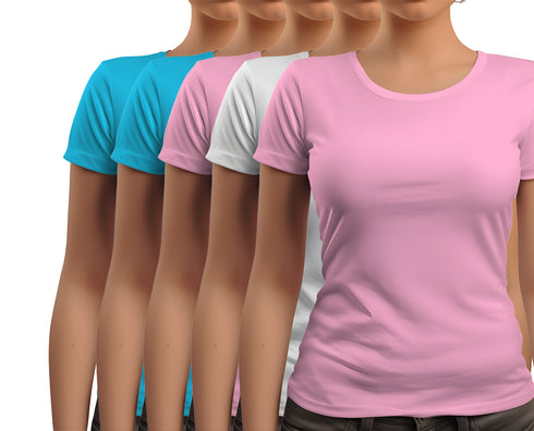 Aaramkhor Combo Gift Pack of 5 New women black navyblue babypink white babypink Tshirts for Women