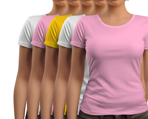 Aaramkhor Combo Gift Pack of 5 New women black navyblue babypink white babypink Tshirts for Women