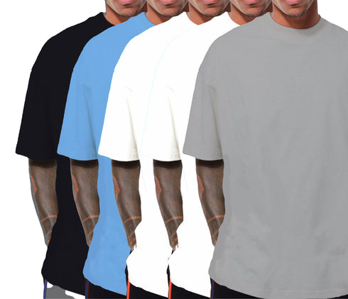 Aaramkhor Combo Gift Pack of 5 Oversized Black Navy Blue Grey White Grey Tshirts for Men
