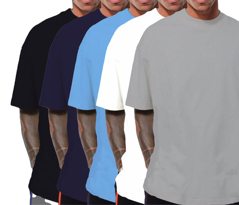 Aaramkhor Combo Gift Pack of 5 Oversized Black Navy Blue Grey White Grey Tshirts for Men