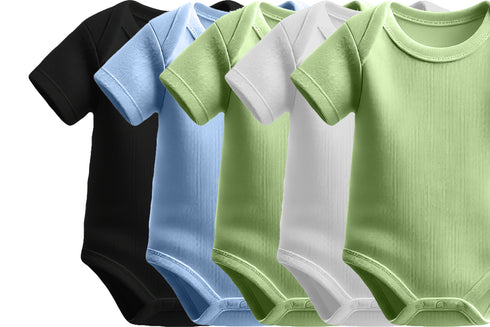 Aaramkhor Combo Gift Pack of 5 Romper Black Baby Blue Pista Green White Pista Green Tshirts for Men