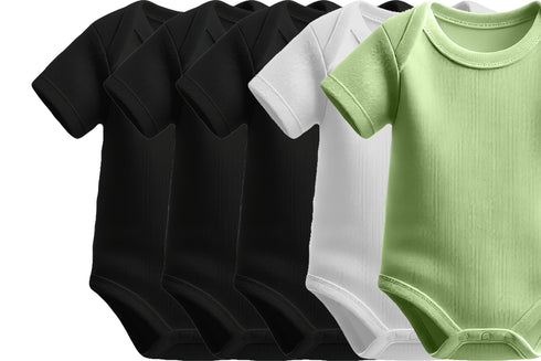 Aaramkhor Combo Gift Pack of 5 Romper Black Baby Blue Pista Green White Pista Green Tshirts for Men