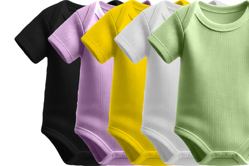 Aaramkhor Combo Gift Pack of 5 Romper Black Baby Blue Pista Green White Pista Green Tshirts for Men