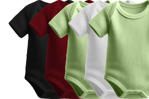 Aaramkhor Combo Gift Pack of 5 Romper Black Baby Blue Pista Green White Pista Green Tshirts for Men