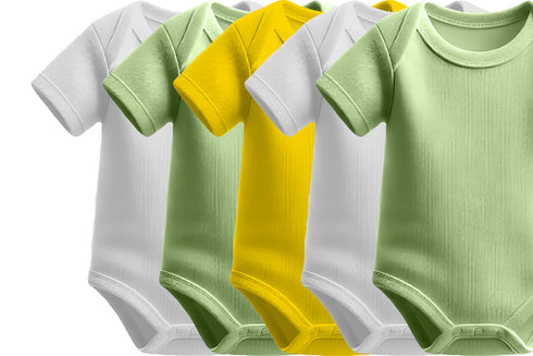 Aaramkhor Combo Gift Pack of 5 Romper Black Baby Blue Pista Green White Pista Green Tshirts for Men