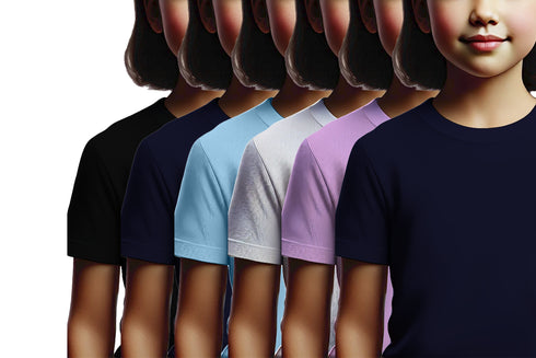 Aaramkhor Combo Gift Pack of 6 Girls_Tshirt Black Navy Blue Lavender White Lavender Navy Blue Tshirts for Kids